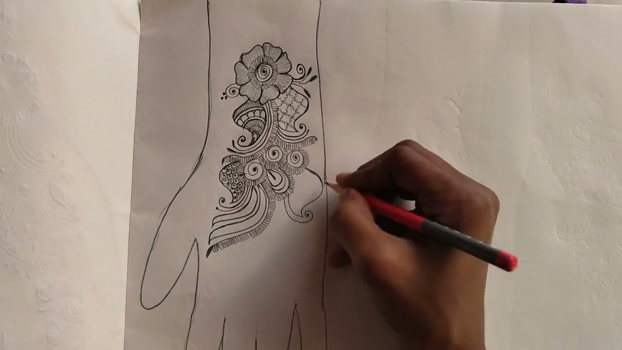 Arabic Mehndi Designs | Pencil sketch for front hand mehndi Designs | 