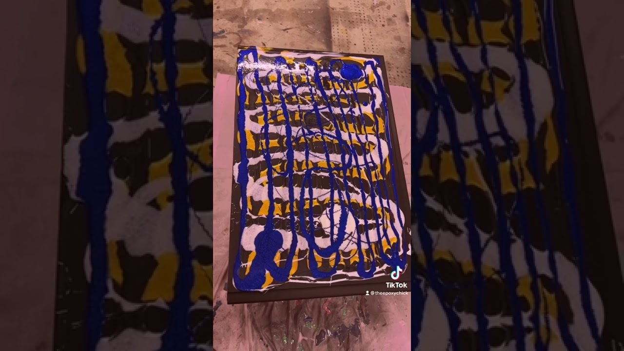 How to epoxy resin a three drawer nightstand deep ocean blue white pearl golden Koi black pearl￼