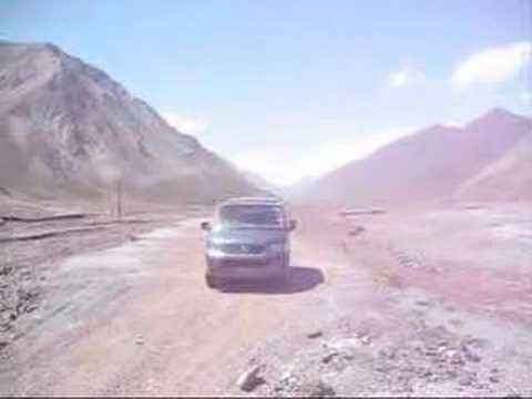 Fording a river in the VW (Tajik/Kyrgyz Noman's la...