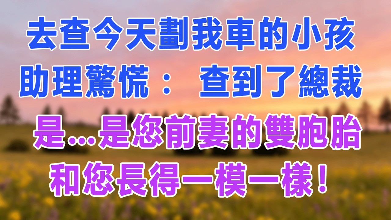 去查今天劃我車的小孩，助理驚慌：查到了總裁，是…是您前妻的雙胞胎，和您長得一模一樣！#愛情故事 #白月光 #幸福人生