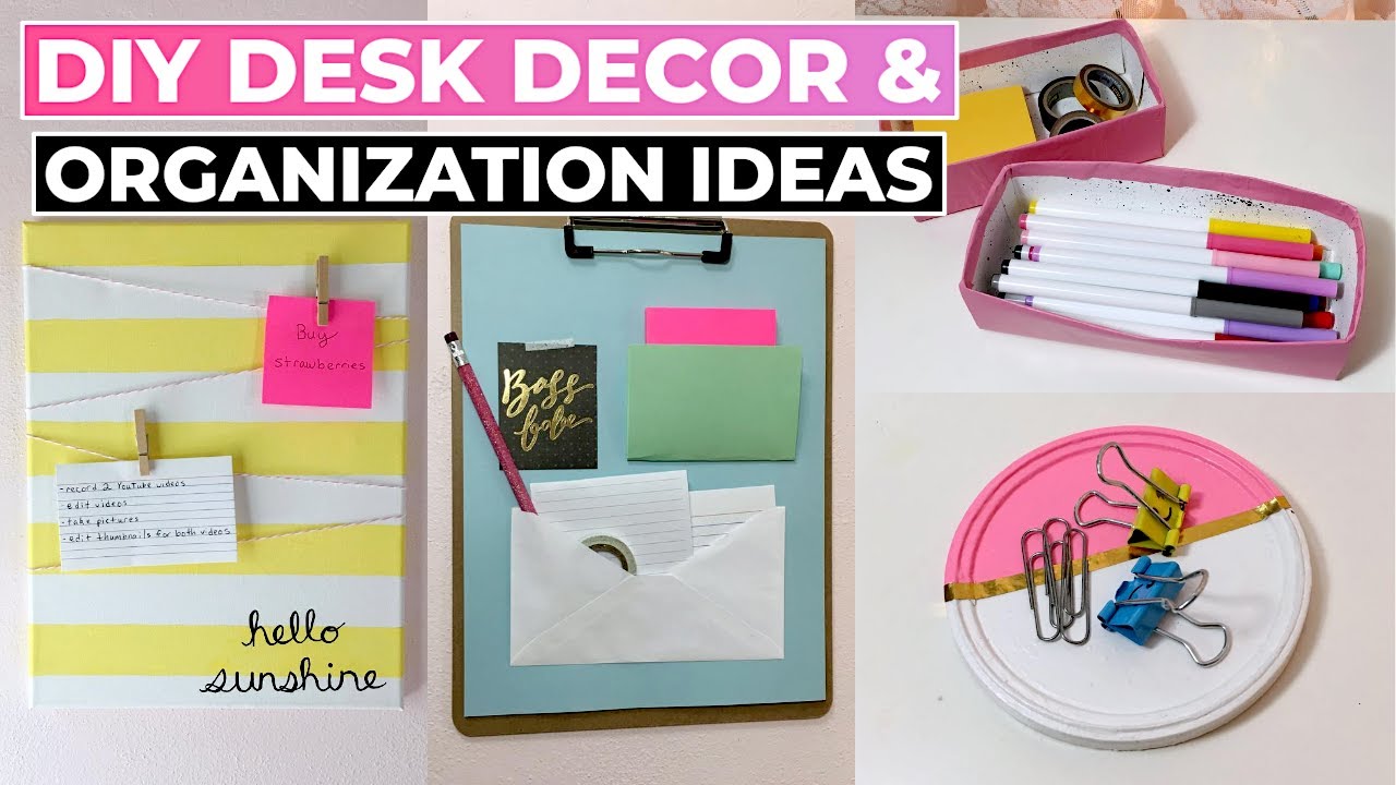 4 Easy & Affordable DIY Desk Decor & Organization Ideas - YouTube