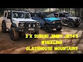 3 x JB74 Suzuki Jimny’s wheeling Glasshouse Mountains