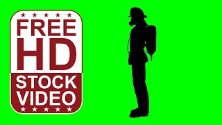 Free Stock Videos – fireman silhouette standing idle and looking around on green screen side view 3D screenshot 1
