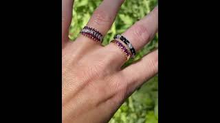 Vintage Arched 10K Gold Diamond Ruby Cluster Ring