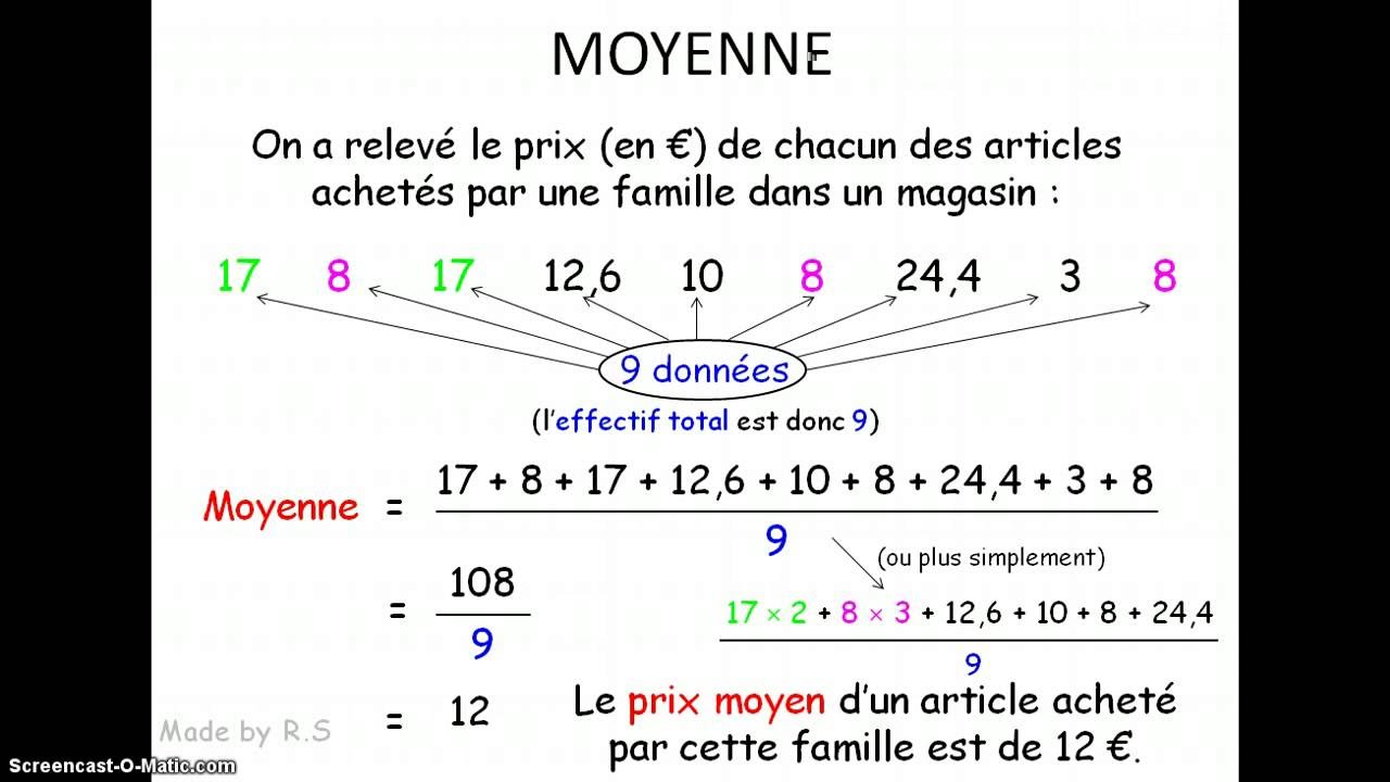 5e Moyenne D Une Serie Statistique Youtube
