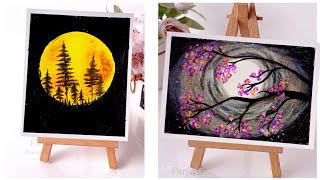 3 Amazing painting technique|Simple moonlight drawing|Oil pastel Art ideas