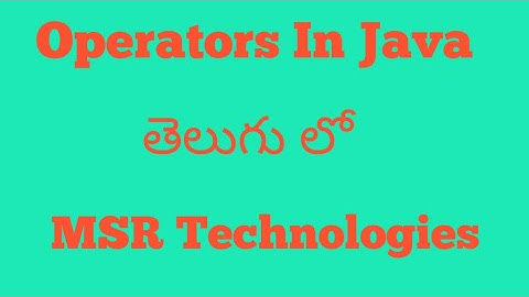 Operators in java with example in telugu