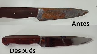 como restaurar limpiar sacar oxido de cuchillo