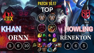 FPX Khan Ornn vs SB Howling Renekton Top - KR Patch 10.17