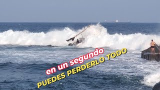 Así DESAFÍAN al furioso mar, los PESCADORES de Puerto San José