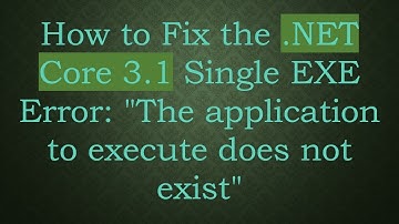 How to Fix the .NET Core 3.1 Single EXE Error: "The application to execute does not exist"