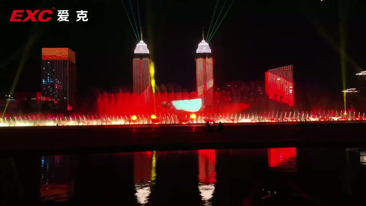 The Light Show of Twin Towers in Zaozhuang
