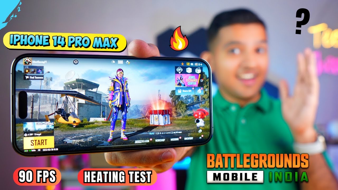 iPhone 14 Pro Max - BGMI Gaming Test⚡Heating & Battery Test 😍 90 FPS ...