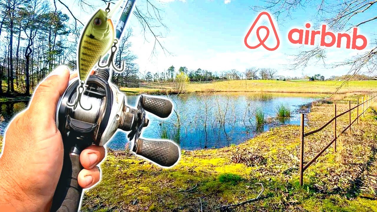 Fishing a HIDDEN POND Behind our AirBnb!!! –Texas Bass Fishing Day 1
