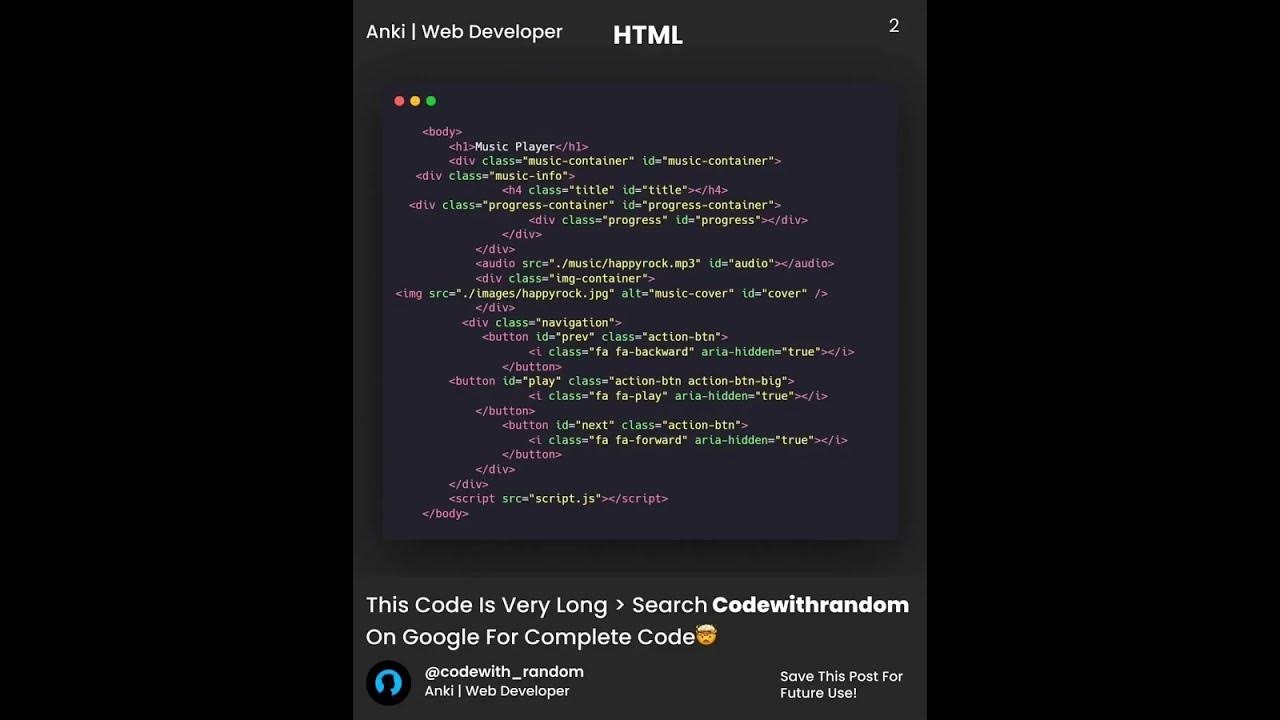 Music Player HTML CSS JavaScript