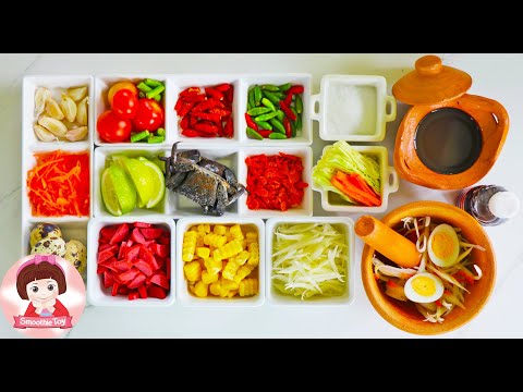 ทำอาหารจิ๋ว อาหารไทย "ส้มตำ"ครัวจิ๋วๆ ของเล่นเครื่องครัวminiature cooking mini food Smoothie Toy