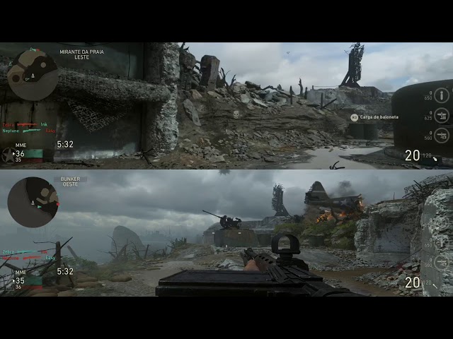 CALL OF DUTY WWII - COD LOCAL MULTIPLAYER SPLIT SCREEN TEAM DEATHMATCH FLAK  TOWER GAMEPLAY 