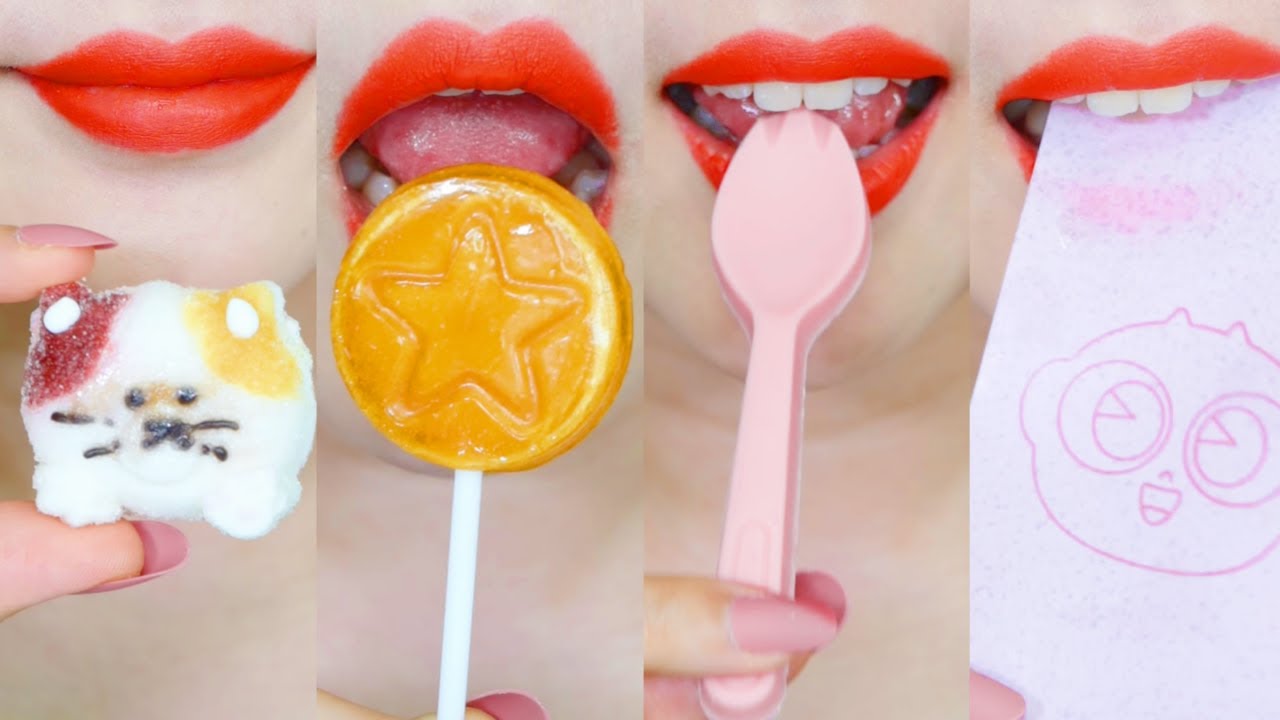 asmr EMOJI FOOD MARSHMALLOWS CHOCOLATE EMOJI FOOD CHALLENGE 입술먹방 eating sounds YouTube