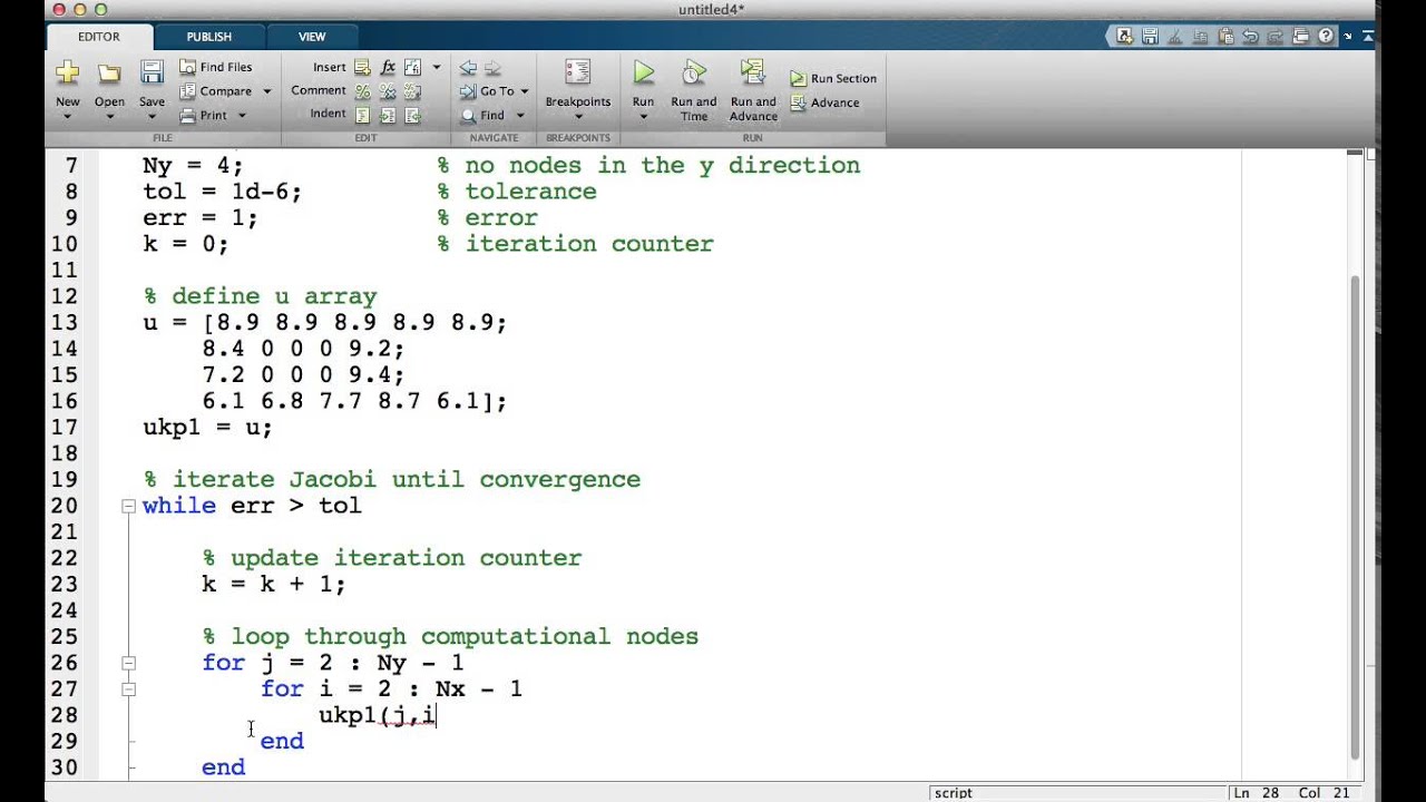 How to write matlab