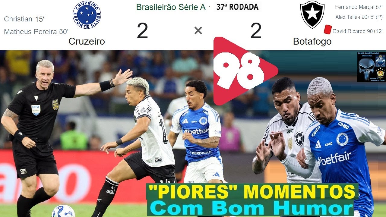 CRUZEIRO 2 X 2 BOTAFOGO 🤪😂😂& Bom Humor 98FM ⚽ Melhores Momentos ...