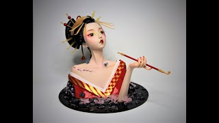 Japanese traditional Oiran polymer clay sculpture making process