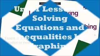 Algebra II Unit 1 Lesson 5: Solving Equations and Inequalities by Graphing