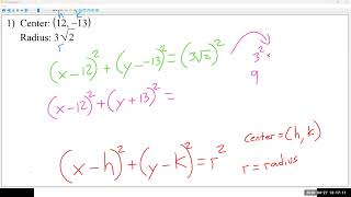 Algebra 2H 6.3 Conic Sections: Circles