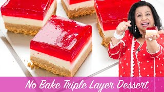 Fancy Laken Asaan Triple Layer No Bake Sweet Dish ya Dessert Recipe in Urdu Hindi - RKK