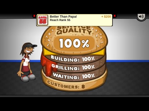 Papa’s Burgeria To Go! - Reaching Rank 55 (Better Than Papa!) plus Perfect Day