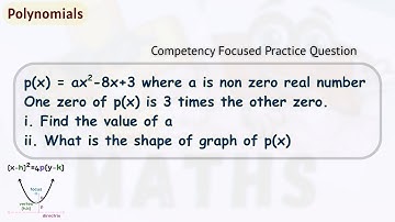 p(x) = ax2-8x+3  One zero of p(x) is 3 times other zero. Find value of a. shape of graph of p(x)