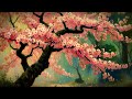 Cherry Blossom Dream: Soft Pink Blooms in a Misty Forest