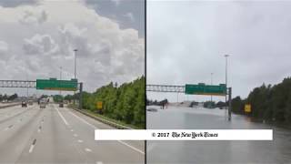 Google Map Comparison of Houston Before and After Hurricane Harvey
