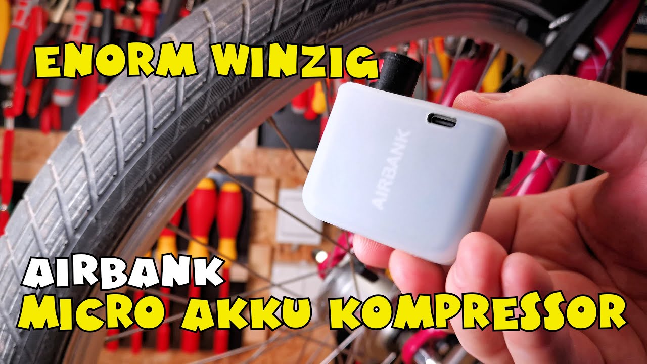 AIRBANK Pocket Fahrrad Luftpumpe - mini Akku Kompressor 