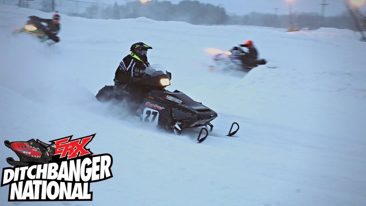 2022 DITCH BANGER NATIONAL VINTAGE SNOWMOBILE RACING Yamaha Exciter 570!