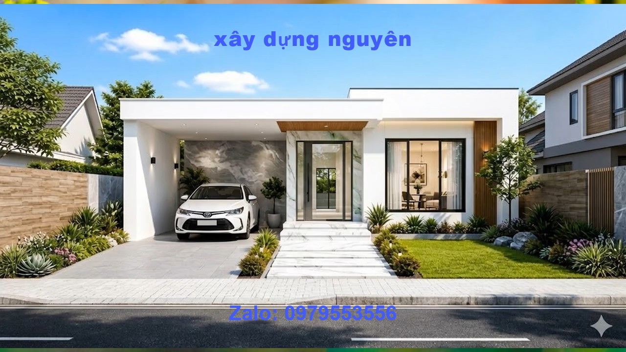 Mẫu nhà Cấp 4 Có Gara Diện Tích 8x16m Thiết Kế 3 Phòng Ngủ #nhacap4