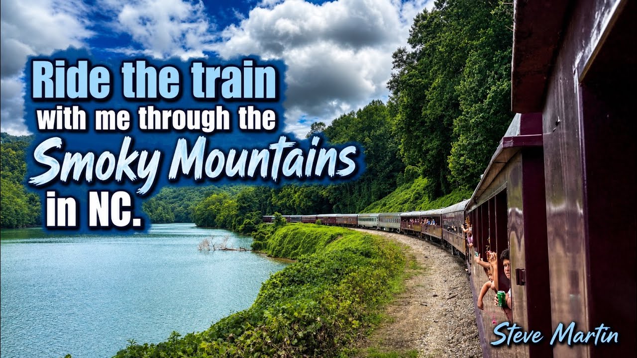 Riding the Great Smoky Mountains Railway - across the trussel (bridge) along the waterways.