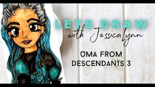 Descendants 3 Let's Draw Uma Copic Markers Rotten to the Core with Jessica Lynn Disney World