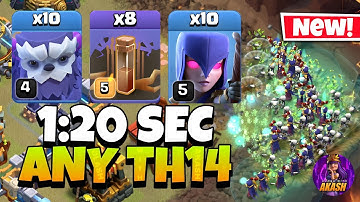 TH14 Yeti Witch Attack With 8 Earthquake Spell !! TH14 Attack Strategy (Clash of Clans)