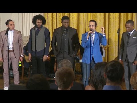 Hamilton cast performs &quot;My Shot&quot; at White House