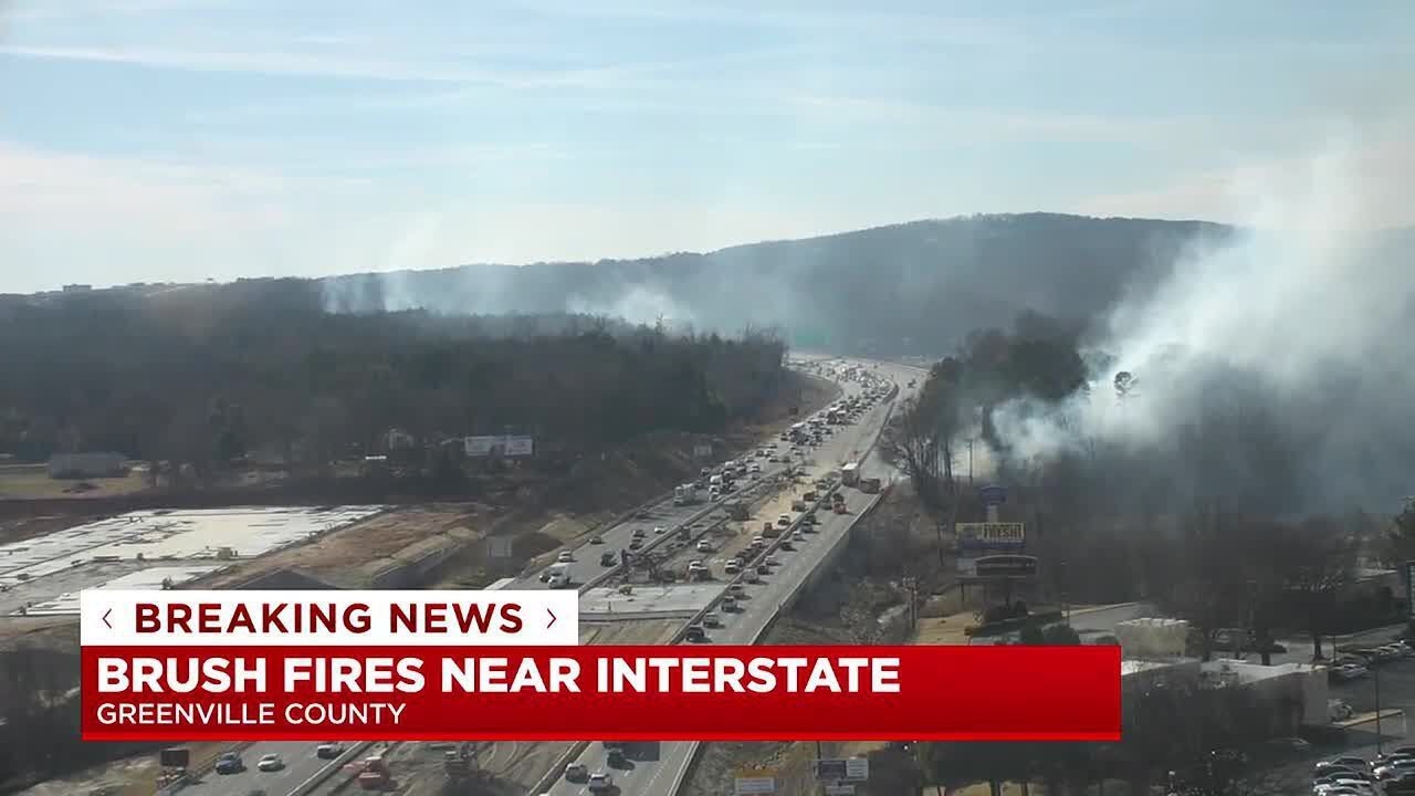 Multiple brush fires cause major backup on I-85