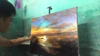 Vẽ Tranh Phong Cảnh Hoàng Hôn | M-Art