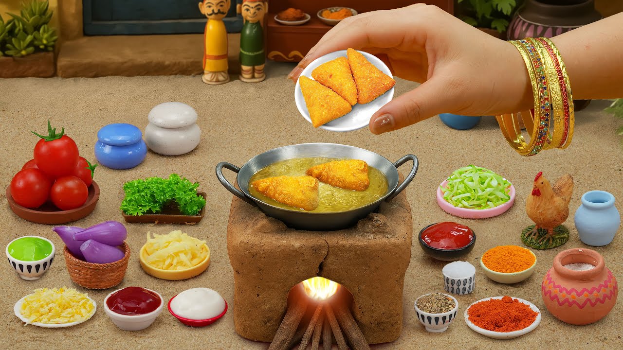 Mini Chicken Samosa Food 🤤How To Make Miniature Golden Fried Chicken Recipe🤤 Tara Mini Food