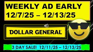DOLLAR GENERAL WEEKLY AD EARLY 12/7/25 - 12/13/25