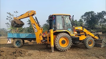Jcb 3dx Eco Xpert Machine Loading Red Mud In Mahindra and Swaraj Tractor | Jcb and Tractor Cartoon