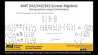 Solving Systems Using LU Factorization