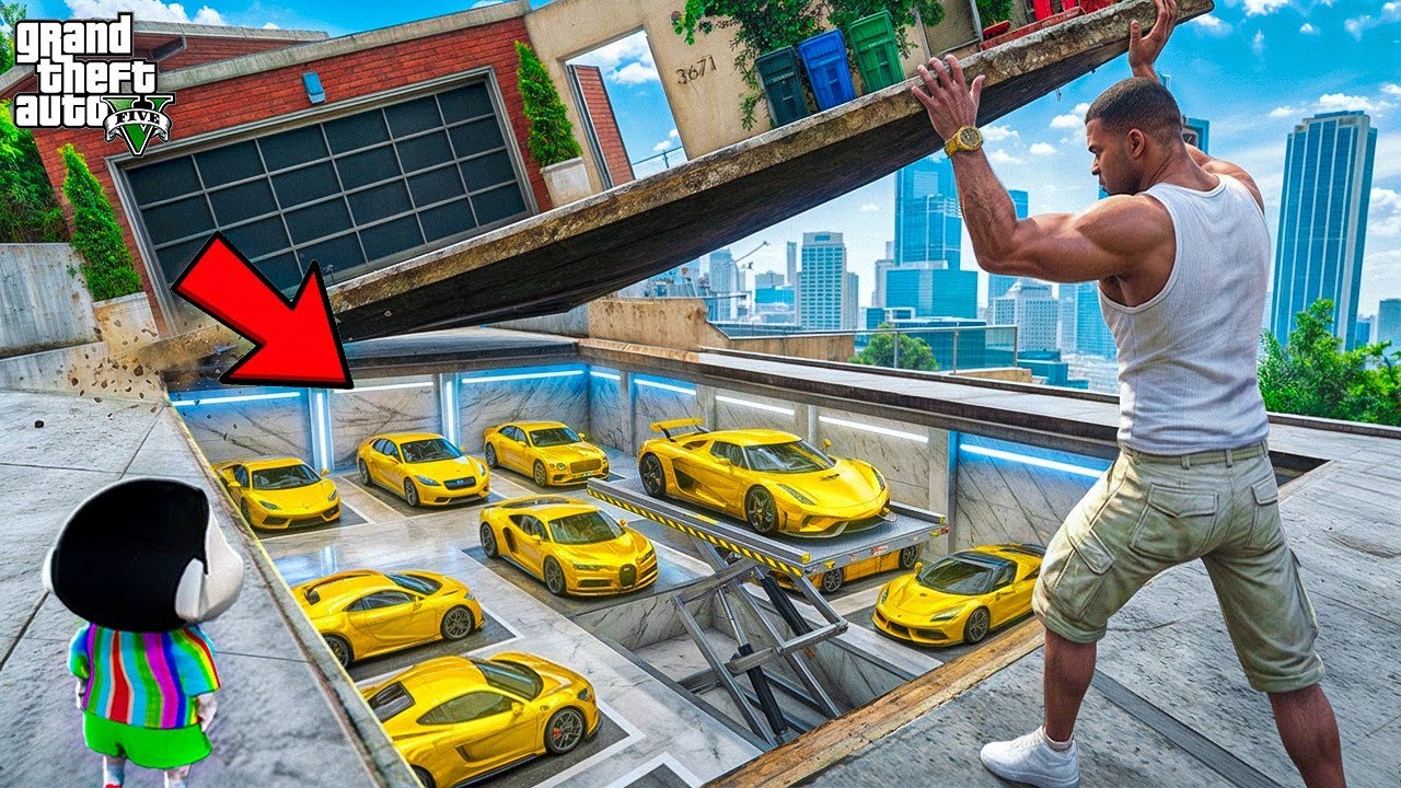 Franklin and Shinchan Found a Secret Garage Under Their House! | GTA 5 Bangla Gameplay