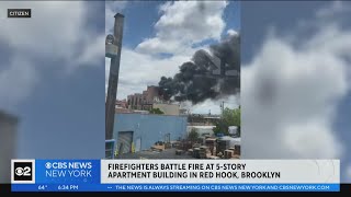 Firefighters battle blaze at 5-story Brooklyn apartment building