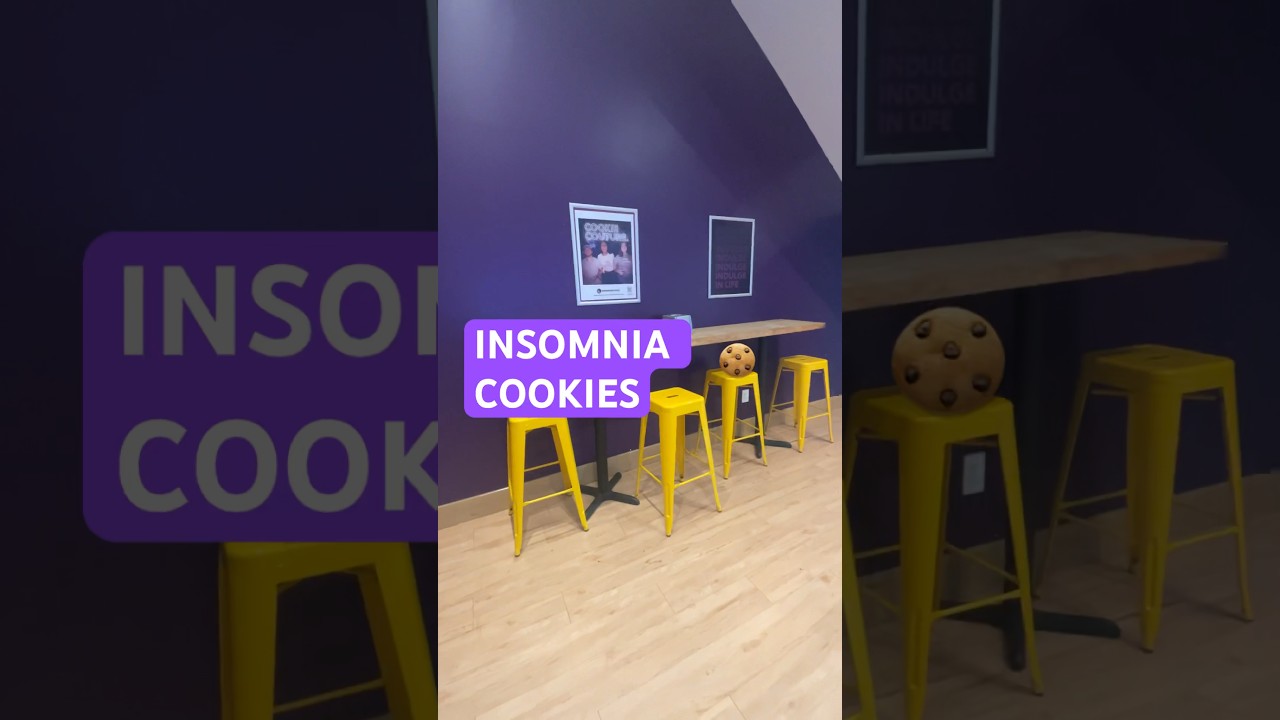 Inside Insomnia Cookies! 🍪💜🪄#insomniacookies#cookies#food#decor#