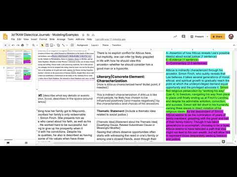 Modeling Writing Dialectical Journal Entries for To Kill a Mockingbird ...