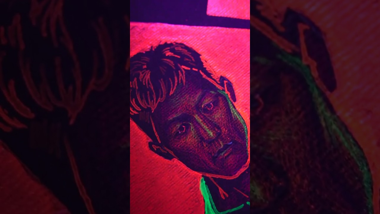 Drawing Seong Gi-hun aka Player 456 | Squid Game with a Glass Pen | Dark Neon Art 